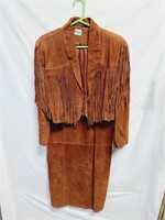 Vintage Suede Jacket & Skirt LG
