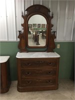 Victorian Marble top dresser w/mirror