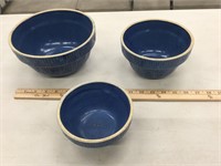 Blue Crock Bowls (3)