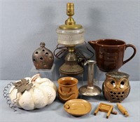 Electrified Oil Lamp + Country Items