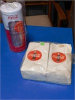 Coca-Cola straw dispenser and Coca-Cola napkins
