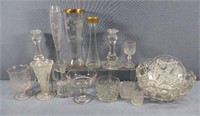 15pc. Pressed + Etched Glass