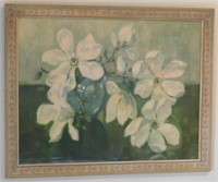 Vintage Framed Lithograph - Floral