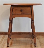 Vintage Solid Wood Oval Top Side Table