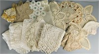 Vintage Crochet Lace Doilies, Bonnet, Shawl +