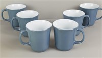 Vintage Pyrex Mugs, Blue Steel (6)