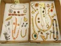 (2) Flats of Gold Toned Jewelry Including