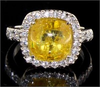 Stunning Yellow & White Topaz Designer Ring