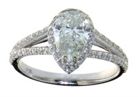 14kt Gold 1.47 ct Brilliant Pear Cut Diamond Ring