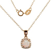 Rose Toned Opal & White Topaz Designer Necklace