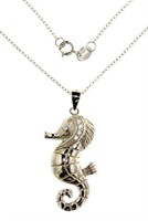 Beautiful White Topaz Seahorse Necklace