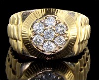 14kt Gold Men's 3/4 ct Rolex Style Diamond Ring