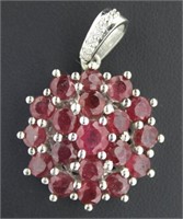 Genuine 10.55 ct Ruby Round Cluster Pendant