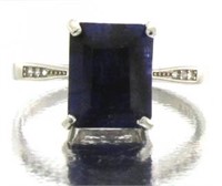 Natural 4.08 ct Emerald Cut Sapphire Solitaire