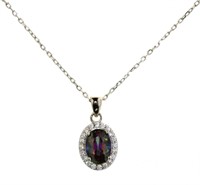 Beautiful Oval Mystic Topaz & White Topaz Necklace