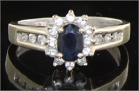 10kt Gold Natural Sapphire & Diamond Ring