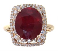 14kt Rose Gold 8.10 ct Ruby & Diamond Ring