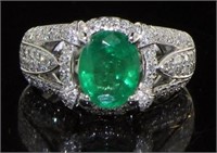 14kt Gold 2.95 ct Oval Emerald & Diamond Ring