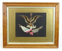 19th c. Framed Feather Work Eagle