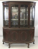 Victorian English Curved Side China Cabinet