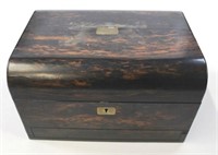 English Antique Wooden Vanity Box w/ Accessories