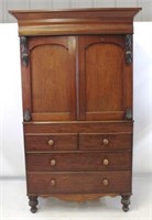 Period English 2 Part Linen Press on Turned Leg