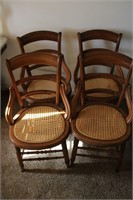 Oak cane seat dining chairs
