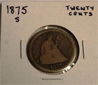 1875 S Seated Liberty Twenty Cents