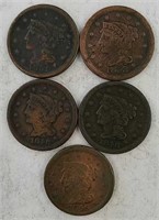 Group of 5 large cents
