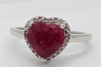 Sterling Silver 1.60 Ct Ruby Ring Sz 7