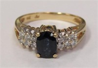 Oval Sapphire & .25 Diamond Ring