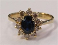 14k Oval Sapphire & Diamond Ring .50 Diamonds