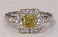 .72 CT 18k Vivid Yellow Natural Diamond Ring