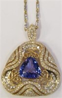 Tanzanite & Diamond Pendant Necklace 14K Gold