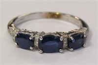Sapphire & .50 Diamond Ring, 10k White Gold