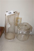 Etched glass pitcher and canister