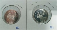 Canada 2 pièces 25 cents argent (1963 et 1966)