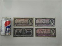 Canada 4 billets de 10$ basse condition
