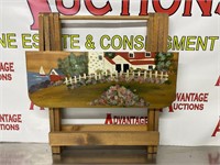 Wood painting folding table.