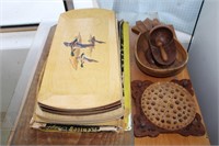 Wooden trivets and serving platters