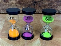 3 Sand Glass Timers (4" High)