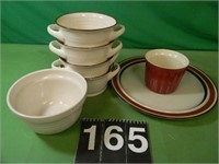 4 Soup Bowls - Lg. Plate - Sm. Crock