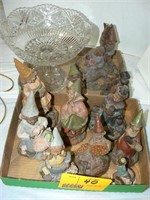 11 TOM CLARK GNOMES, PRESSED GLASS COMPOTE