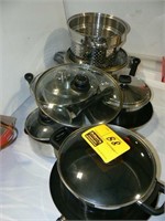 LARGE GROUP ULTREX POTS AND PANS, OTHER POTS AND