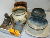 STUDIO POTTERY (SOME SIGNED), POTTERY PLANTER,