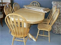 STEVE SILVER MAPLE TABLE, 6 CHAIRS, 2 LEAVES