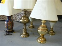 PAIR BRASS LAMPS, 2 BRASS TABLE LAMPS, GINGER JAR