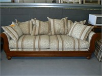 2-CUSHION SOFA WITH LOOSE PILLOWS AND WOOD FRAME