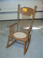 WOODEN ROCKER WITH FABRIC INSERT SEAT