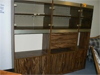 3 SECTION LIGHTED WALL UNIT WITH DROP-FRONT DESK